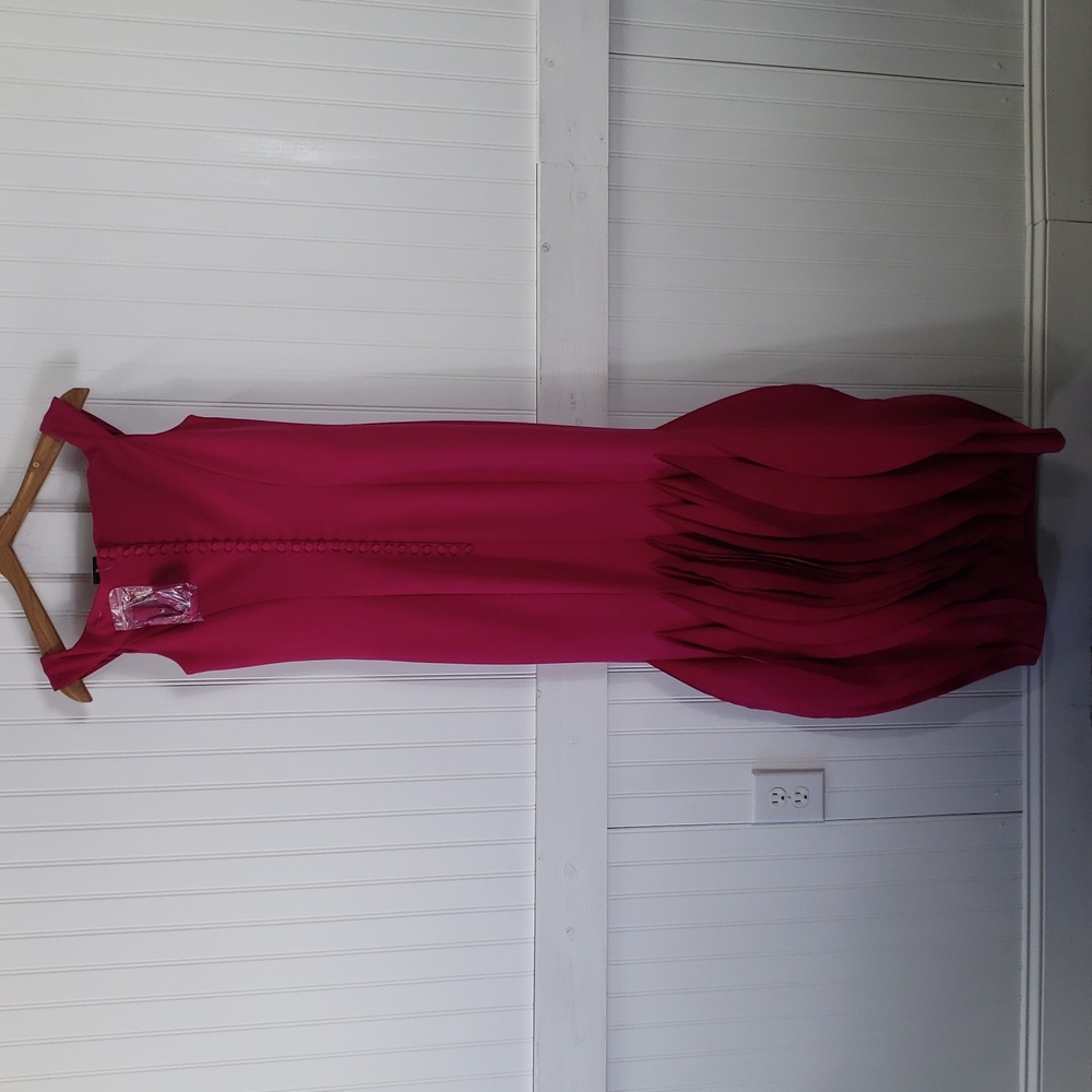 Alexander By Daymor NEW Fuchsia Pink Petal Skirt Maxi Gown Dress Size 6 M1279 - Picture 9 of 15